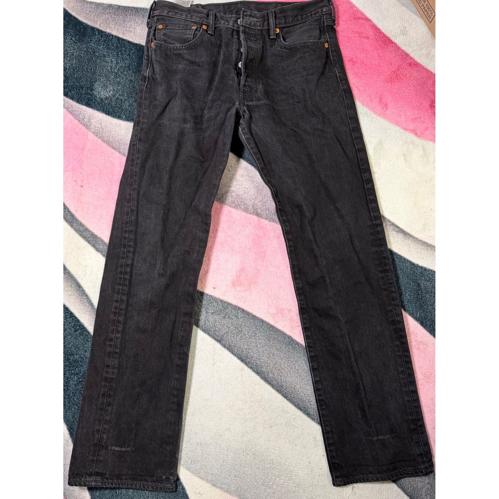 Levis 501 Original Fit Jeans Mens 33x32 Black Faded Straight Leg Button Fly